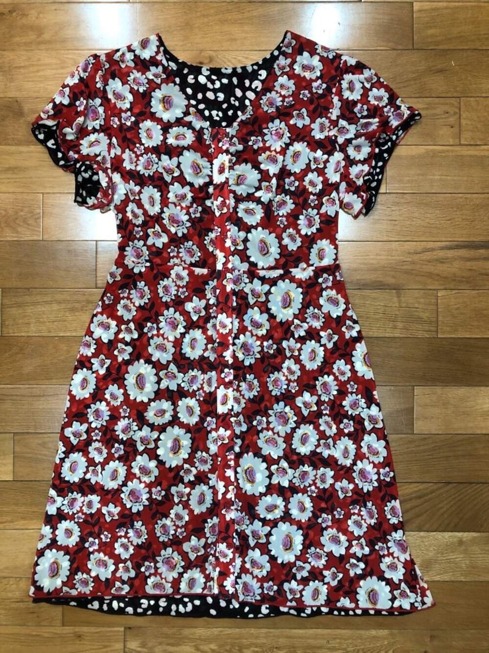 CAbi Gemini  Reversible V Neck Multi Skin Floral Dress Size S Artsy Bohemian - Picture 8 of 11